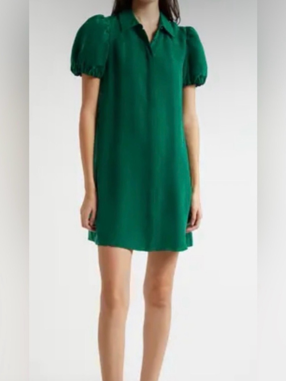 Alice + Olivia Emerald Green Puff-Sleeve Mini Dress